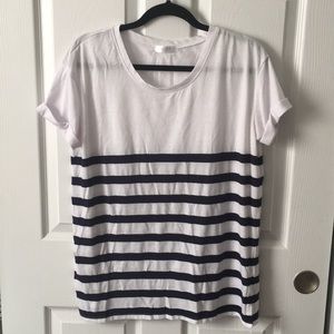 Navy blue and white striped t-shirt